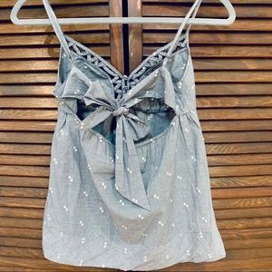 Guess Tie Bow Back Spaghetti Strap Tank Top Boho